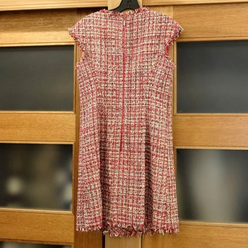KATE SPADE~TEXTURED TWEED DRESS~Knee Length Short Sleeveless Pink SIZE 6
